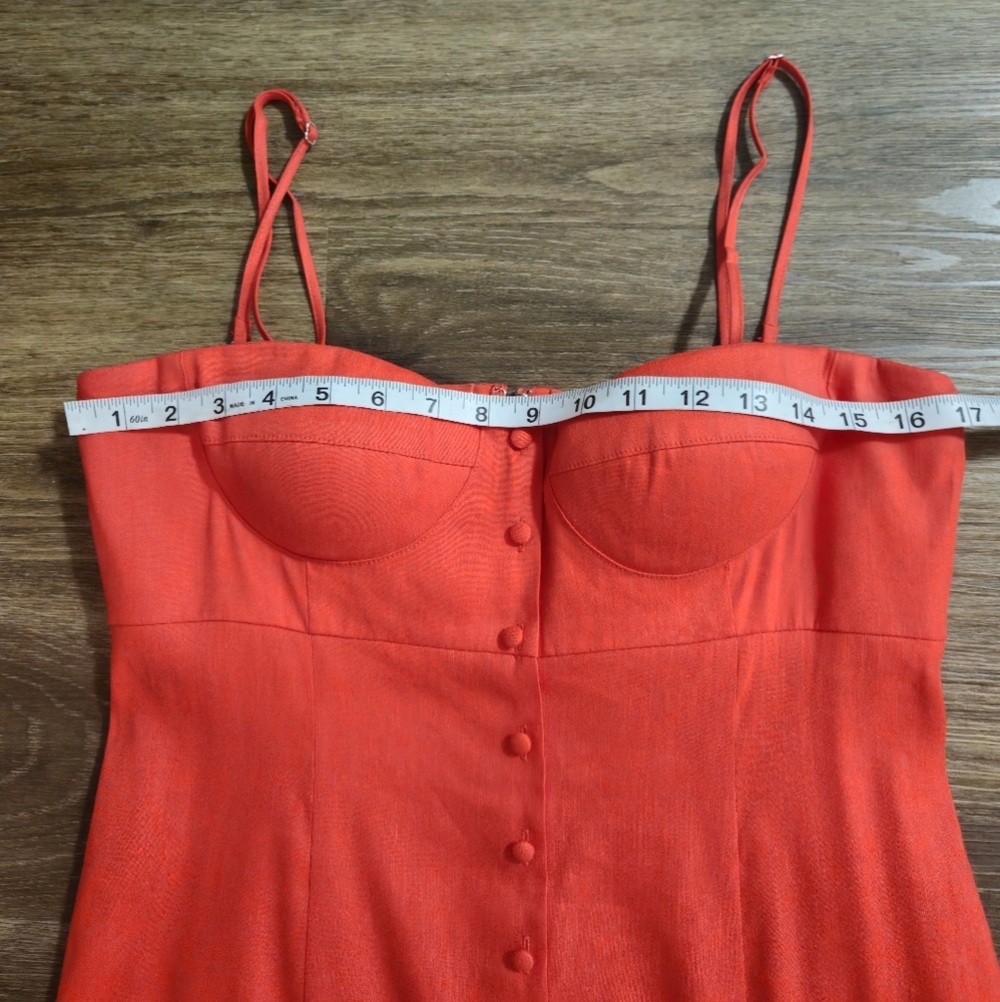NWT Antonio Melani Marcie Stretch Linen Red Midi Dress Sweetheart Neck 10 - Picture 12 of 15